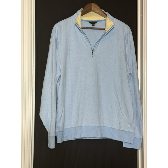 Brooks Brothers Mens L Sky Blue 1/2 Half Zip St Andrews Links Golf Performance - Picture 3 of 10